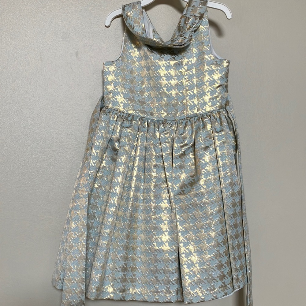 Blue gold metallic dress